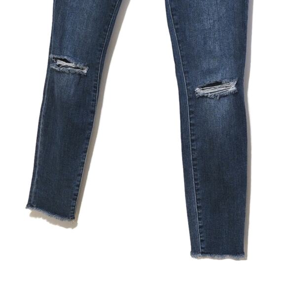 GOOD AMERICAN Good Legs Crop High Rise Raw Hem Distressed Denim Jean Size 25 - Picture 5 of 13